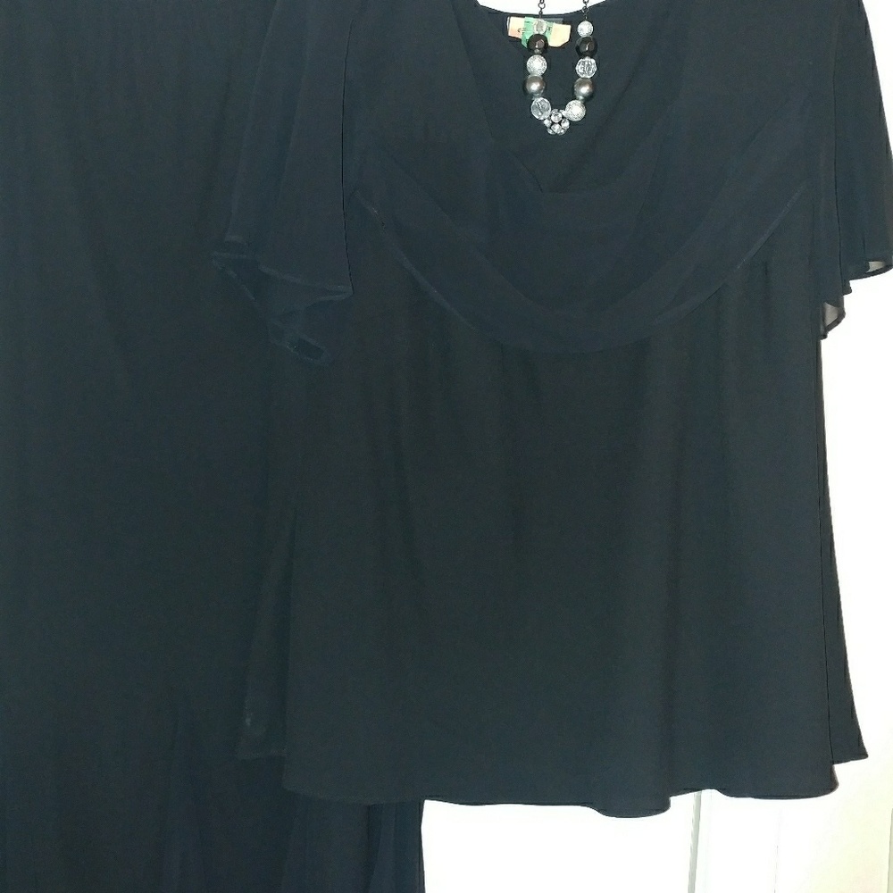 Coordinating top and skirt.